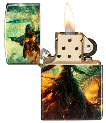 Зажигалка ZIPPO Огненная колдунья с покрытием Искусственно состаренная латунь | Fire Mage 540 Tumbled Brass, латунь/сталь, разноцветная, 38x13x57 мм