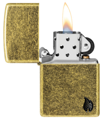Зажигалка ZIPPO Armor® Пламя c покрытием античная латунь | Flame Antique Brass, латунь/сталь, золотистая, 38x13x57 мм