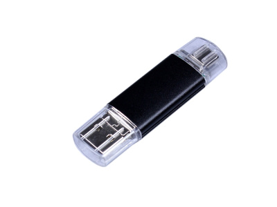 USB-флешка на 32 Гб c двумя дополнительными разъемами MicroUSB и TypeC, черный , размер 32ГБ