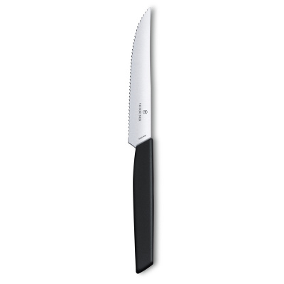 Нож для стейка и пиццы VICTORINOX Swiss Modern, 12 см, с волнистой кромкой, чёрный