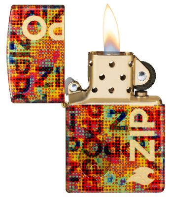 Зажигалка ZIPPO Слияние пикселей с покрытием Искусственно состаренная латунь | Pixel Fusion 540 Tumbled Brass, латунь/сталь, разноцветная, 38x13x57 мм