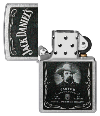 Зажигалка ZIPPO Джек Дэниэлс с покрытием поцарапанный хром | Jack Daniels® Street Chrome, латунь/сталь, серебристая, 38x13x57 мм
