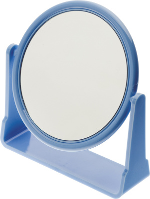 Зеркало Dewal Beauty настольное, в оправе синего цвета, на пластковой подставке, 175x160х10мм