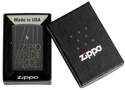 Зажигалка ZIPPO Искусство линий с черным покрытием с кракелюром | Line Art Black Crackle™, латунь/сталь, чёрная, матовая, 38x13x57 мм