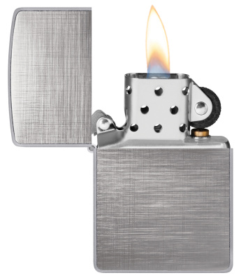Зажигалка ZIPPO классическая с покрытием матовый хром | Classic Brushed Chrome, латунь/сталь, серебристая, матовая, 38x13x57 мм