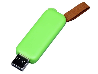 USB-флешка промо на 32 Гб прямоугольной формы, выдвижной механизм, зеленый , размер 32ГБ