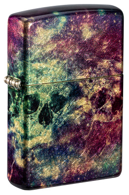Зажигалка ZIPPO Galaxy Skull с покрытием 540 Tumbled Brass, латунь/сталь, разноцветная, 38x13x57 мм