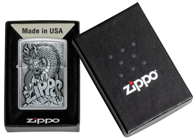 Зажигалка ZIPPO классическая с покрытием матовый хром | Classic Brushed Chrome, латунь/сталь, серебристая, 38x13x57 мм
