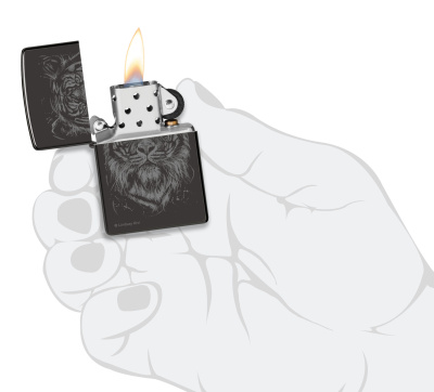 Зажигалка ZIPPO Big Cat с покрытием High Polish Black, латунь/сталь, черная, глянцевая, 38x13x57 мм
