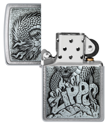 Зажигалка ZIPPO классическая с покрытием матовый хром | Classic Brushed Chrome, латунь/сталь, серебристая, 38x13x57 мм