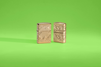 Зажигалка ZIPPO Armor® Счастливый клевер с глянцевым золотистым покрытием | Lucky Clover High Polish Gold Plate, латунь/сталь, золотистая, 38x13x57 мм