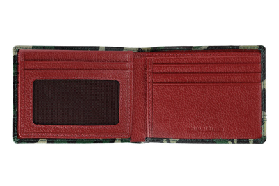 Портмоне ZIPPO, зелёно-чёрный камуфляж, натуральная кожа, 11,2×2×8,2 см