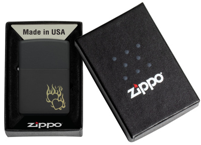 Зажигалка ZIPPO Сердца в огне с черным матовым покрытием | Fire Heart Black Matte, латунь/сталь, черная, матовая, 38x13x57 мм