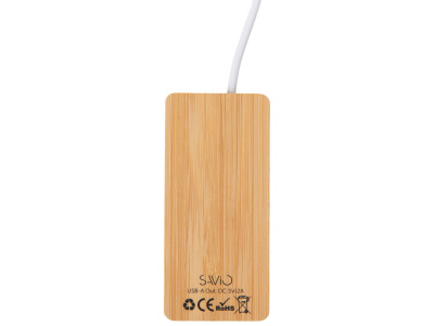 USB хаб с подсветкой лого Reedia S5, 3*USB, 1*Type C, бамбук, черный