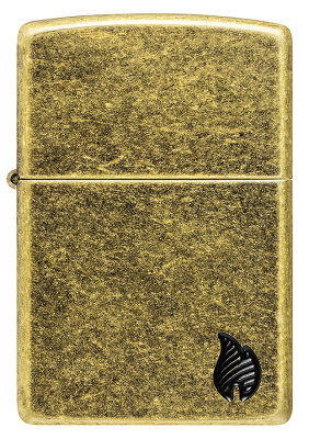 Зажигалка ZIPPO Armor® Пламя c покрытием античная латунь | Flame Antique Brass, латунь/сталь, золотистая, 38x13x57 мм