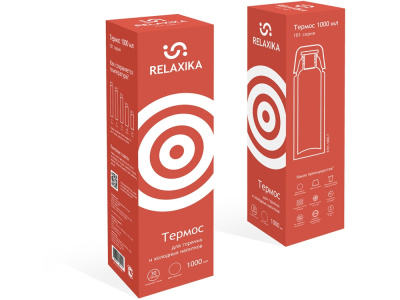 Термос Relaxika 101 (1 литр), красный (без лого) , размер 1000