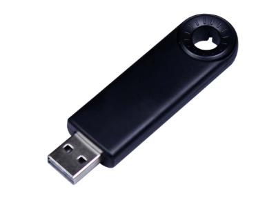 USB-флешка промо на 32 Гб прямоугольной формы, выдвижной механизм, черный , размер 32ГБ