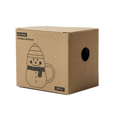 Кружка SNOWMAN с крышкой, белый с синим, 380мл, фарфор, силикон