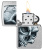 Зажигалка ZIPPO Skull and Flame с покрытием Street Chrome, латунь/сталь, серебристая, матовая, 38x13x57 мм