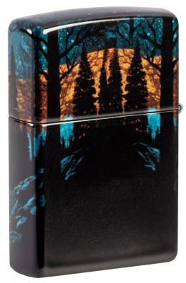 Зажигалка ZIPPO Moonlight Wolf Design с покрытием 540 Tumbled Chrome, латунь/сталь, разноцветная, 38x13x57 мм