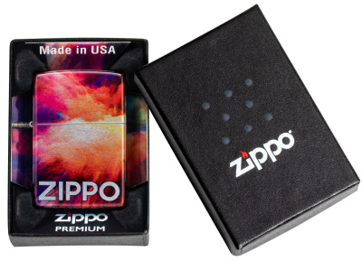 Зажигалка ZIPPO Яркие переливы с покрытием Искусственно состаренный хром на 540 | Tie Dye 540 Tumbled Chrome, латунь/сталь, разноцветная, 38x13x57 мм