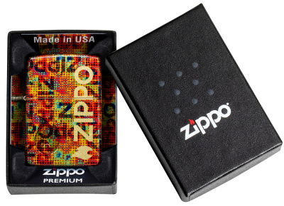 Зажигалка ZIPPO Слияние пикселей с покрытием Искусственно состаренная латунь | Pixel Fusion 540 Tumbled Brass, латунь/сталь, разноцветная, 38x13x57 мм