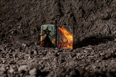 Зажигалка ZIPPO Огненная колдунья с покрытием Искусственно состаренная латунь | Fire Mage 540 Tumbled Brass, латунь/сталь, разноцветная, 38x13x57 мм