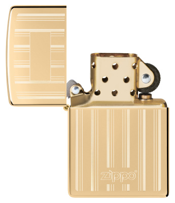 Зажигалка ZIPPO классическая с покрытием Глянцевая латунь | Classic High Polish Brass, латунь/сталь, золотистая, 38x13x57 мм