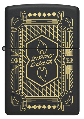 Зажигалка ZIPPO Линейный мотив с черным матовым покрытием | Lines Design Black Matte, латунь/сталь, черная, матовая, 38x13x57 мм
