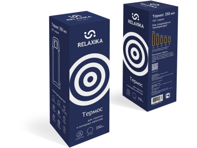 Термос Relaxika 101 (0,35 литра), темно-синий (без лого) , размер 350