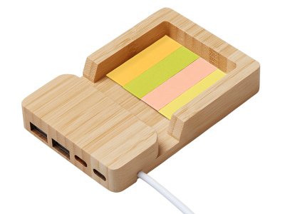 USB хаб Memo, 2*USB, 2*Type C, бамбук