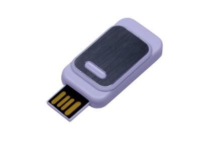 USB-флешка промо на 32 Гб прямоугольной формы, выдвижной механизм, белый , размер 32ГБ