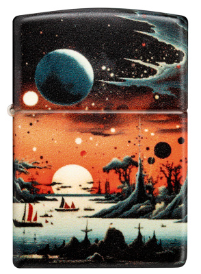 Зажигалка ZIPPO Galactic Landscape Design с покрытием 540 Matte, латунь/сталь, разноцветная, матовая, 38x13x57 мм