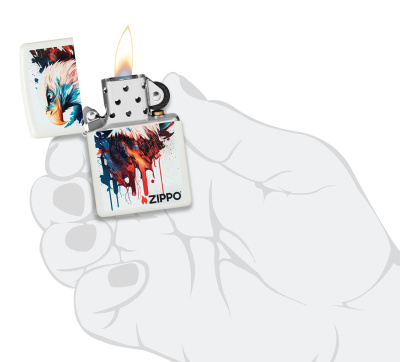Зажигалка ZIPPO Нарисованный орел с белым матовым покрытием | Painted Eagle Design White Matte, латунь/сталь, белая, матовая, 38x13x57 мм