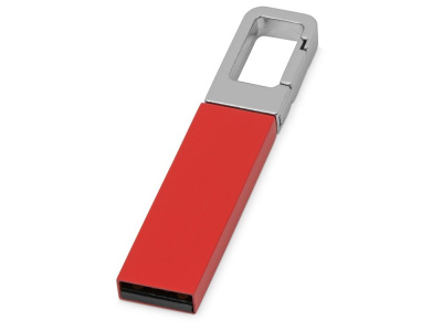Флеш-карта USB 2.0 16 Gb с карабином Hook, красный/серебристый , размер 16ГБ