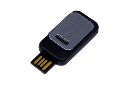 USB-флешка промо на 32 Гб прямоугольной формы, выдвижной механизм, черный , размер 32ГБ