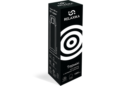 Термос Relaxika 101 (1 литр), черный (без лого) , размер 1000