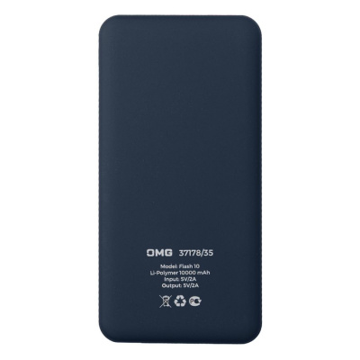 Универсальный аккумулятор Flash 10 (10000 мАч) с подсветкой и soft touch,синий,13,7х6,87х1,55 мм