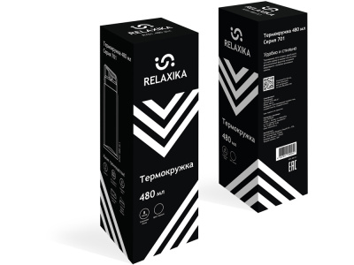 Термокружка Relaxika 701 (0,48 литра), черная (без лого) , размер 480