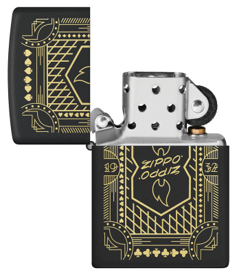 Зажигалка ZIPPO Линейный мотив с черным матовым покрытием | Lines Design Black Matte, латунь/сталь, черная, матовая, 38x13x57 мм