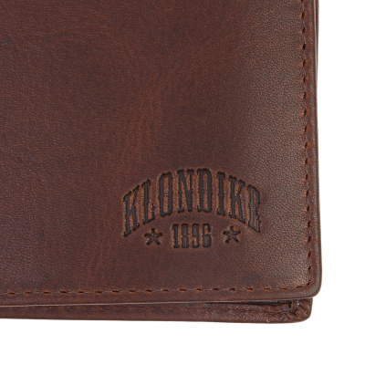 Бумажник KLONDIKE 1896 коллекция «ДОУСОН | DAWSON», натуральная кожа в коричневом цвете, 9,5 х 2 х 10,5 см