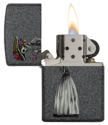 Набор ZIPPO Влюбленные зомби из двух зажигалок с каменным покрытием | Couple Iron Stone, серые, матовые