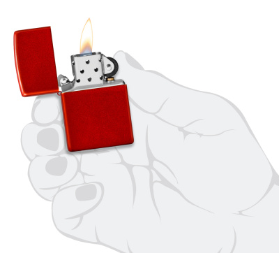 Зажигалка ZIPPO классическая с металлизированным красным покрытием | Classic Metallic Red, латунь/сталь, красная, матовая, 38x13x57 мм