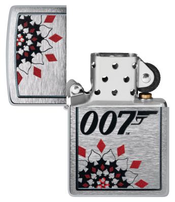 Зажигалка ZIPPO Джеймс Бонд с покрытием матовый хром | James Bond™ Brushed Chrome, латунь/сталь, серебристая, 38x13x57 мм