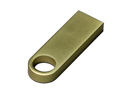 USB 2.0-флешка на 512 Мбайт с мини чипом и круглым отверстием, золотистый , размер 512МБ