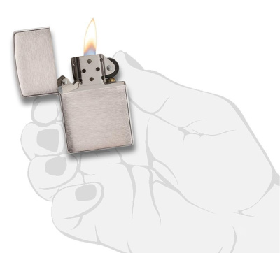 Зажигалка ZIPPO классическая с покрытием матовый хром | Classic Brushed Chrome, латунь/сталь, серебристая, матовая, 38x13x57 мм