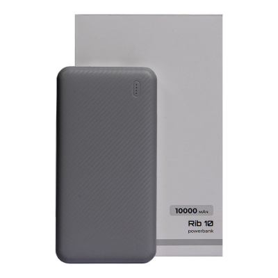 Универсальный аккумулятор Rib 10 (10000 мАч), серый, 13,5х6.8х1,5 см