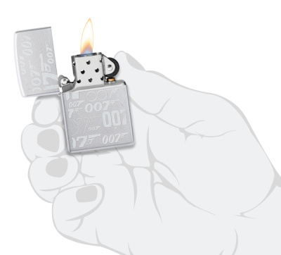 Зажигалка ZIPPO James Bond™ с покрытием Satin Chrome, латунь/сталь, серебристая, 38x13x57 мм