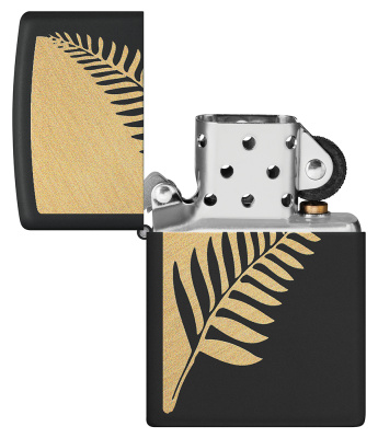 Зажигалка ZIPPO Zen Flora Design с покрытием Black Matte, латунь/сталь, черная, матовая, 38x13x57 мм