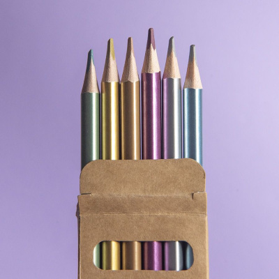 Цветные карандаши METALLIC, 6 цветов, дерево, картон